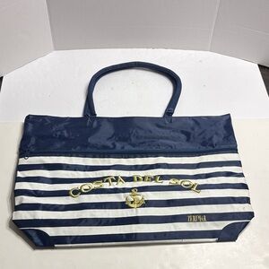 Navy and White Striped Tote Bag